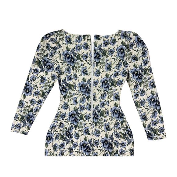 Majorelle Belinda Mini Dress Blue Multi Floral Canvas Long Sleeve Size XXS - Picture 7 of 10